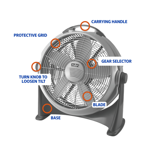 Floor Fan 20"– 3 Speed Settings