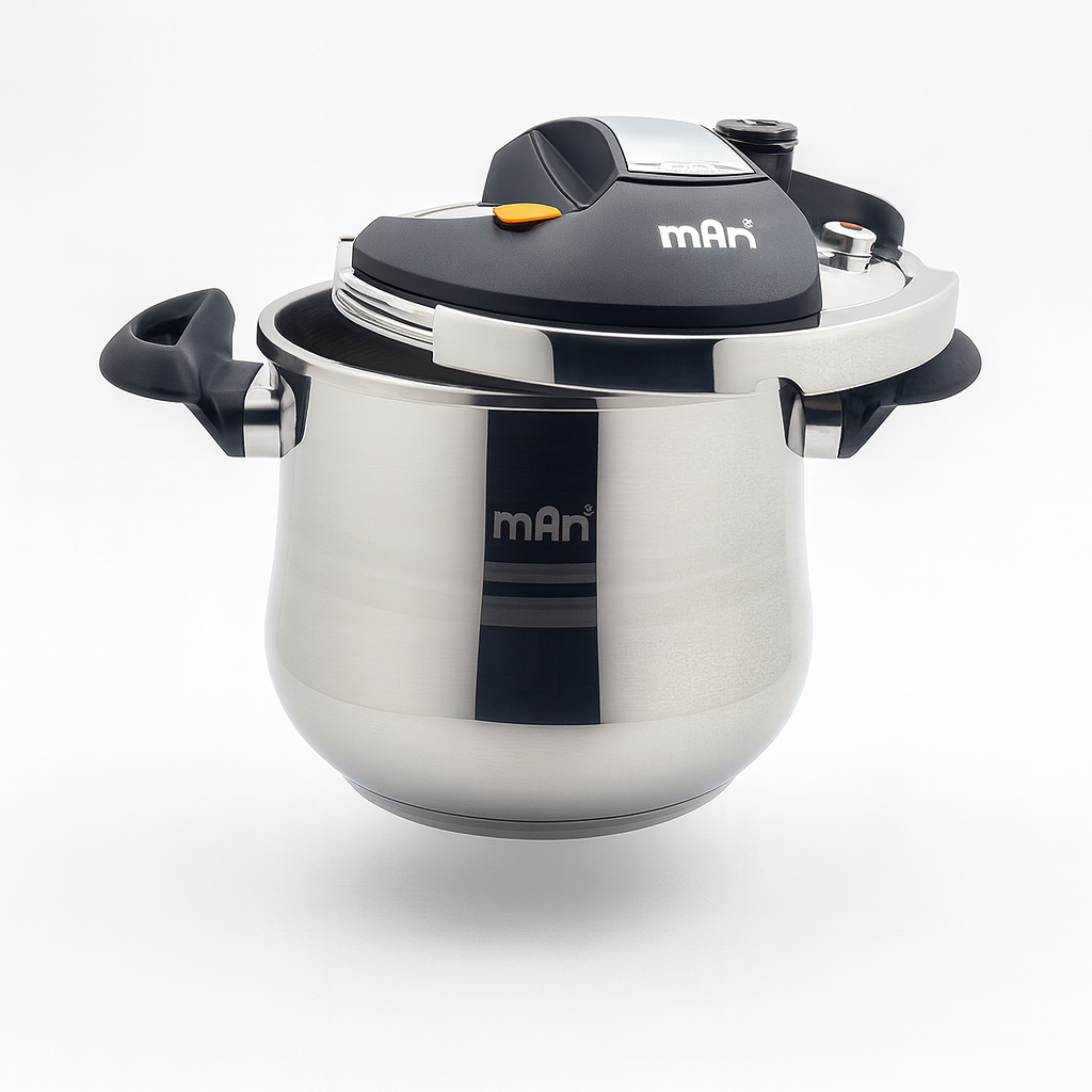 MAN Industries 7-quart stainless steel pressure cooker – full view