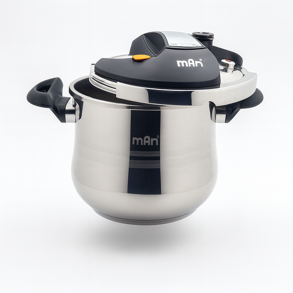 MAN Industries 7-quart stainless steel pressure cooker – full view